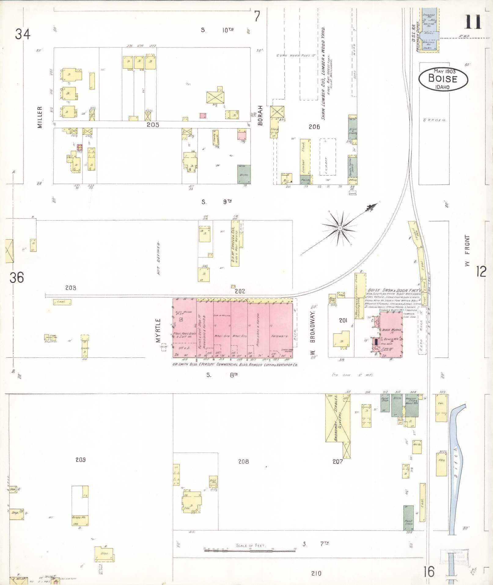 Sanborn Fire Insurance Map from Boise, Ada County, Idaho (1903), Sheet #0011 - Complete Map Set gallery image, historic Sanborn map, vintage wall art, Idaho Idaho