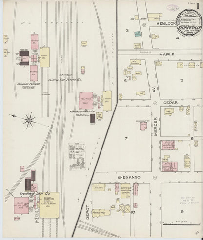 Sanborn Fire Insurance Map from Sharpsville, Mercer County, Pennsylvania (1886), Sheet #0001 - Historic Sanborn Fire Insurance Map Print, vintage old map wall art, antique decor, genealogy gift, Pennsylvania Pennsylvania map