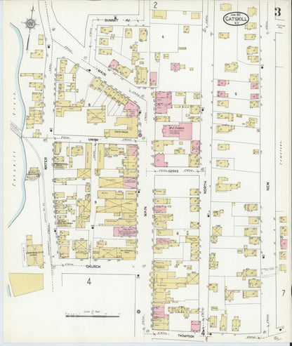 Sanborn Fire Insurance Map from Catskill, Greene County, New York (1912), Sheet #0003 - Historic Sanborn Fire Insurance Map Print, vintage old map wall art, antique decor, genealogy gift, New York New York map