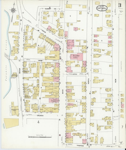 Sanborn Fire Insurance Map from Catskill, Greene County, New York (1912), Sheet #0003 - Historic Sanborn Fire Insurance Map Print, vintage old map wall art, antique decor, genealogy gift, New York New York map