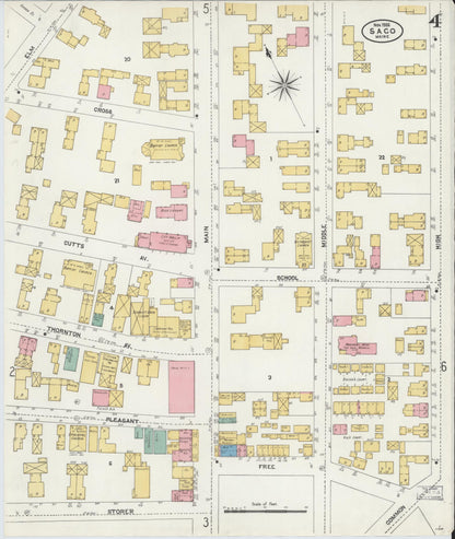 Sanborn Fire Insurance Map from Saco, York County, Maine (1906), Sheet #0004 - Complete Map Set gallery image, historic Sanborn map, vintage wall art, Maine Maine