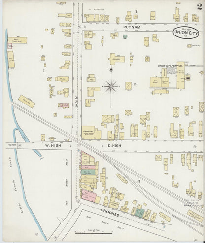 Sanborn Fire Insurance Map from Union City, Erie County, Pennsylvania (1887), Sheet #0002 - Historic Sanborn Fire Insurance Map Print, vintage old map wall art, antique decor, genealogy gift, Pennsylvania Pennsylvania map