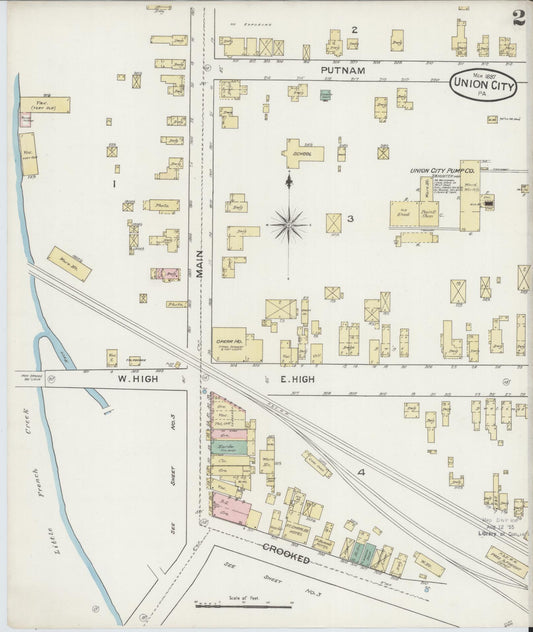 Sanborn Fire Insurance Map from Union City, Erie County, Pennsylvania (1887), Sheet #0002 - Historic Sanborn Fire Insurance Map Print, vintage old map wall art, antique decor, genealogy gift, Pennsylvania Pennsylvania map