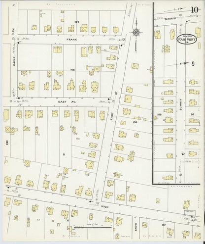 Sanborn Fire Insurance Map from Fairport, Monroe County, New York (1909), Sheet #0010 - Historic Sanborn Fire Insurance Map Print, vintage old map wall art, antique decor, genealogy gift, New York New York map