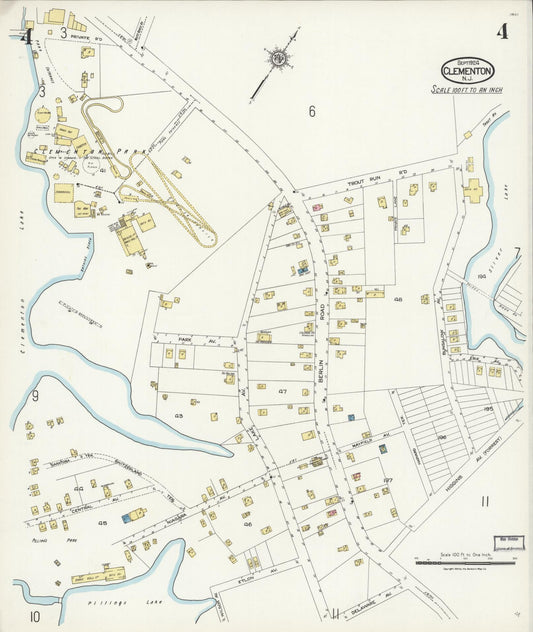 Sanborn Fire Insurance Map from Clementon, Camden County, New Jersey (1924), Sheet #0004 - Historic Sanborn Fire Insurance Map Print, vintage old map wall art, antique decor, genealogy gift, New Jersey New Jersey map
