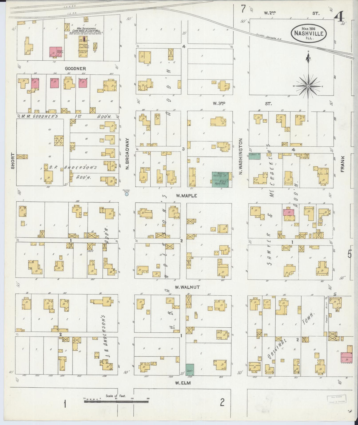 Sanborn Fire Insurance Map from Nashville, Washington County, Illinois (1906), Sheet #0004 - Complete Map Set gallery image, historic Sanborn map, vintage wall art, Illinois Illinois