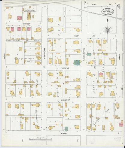 Sanborn Fire Insurance Map from Nashville, Washington County, Illinois (1906), Sheet #0004 - Complete Map Set gallery image, historic Sanborn map, vintage wall art, Illinois Illinois