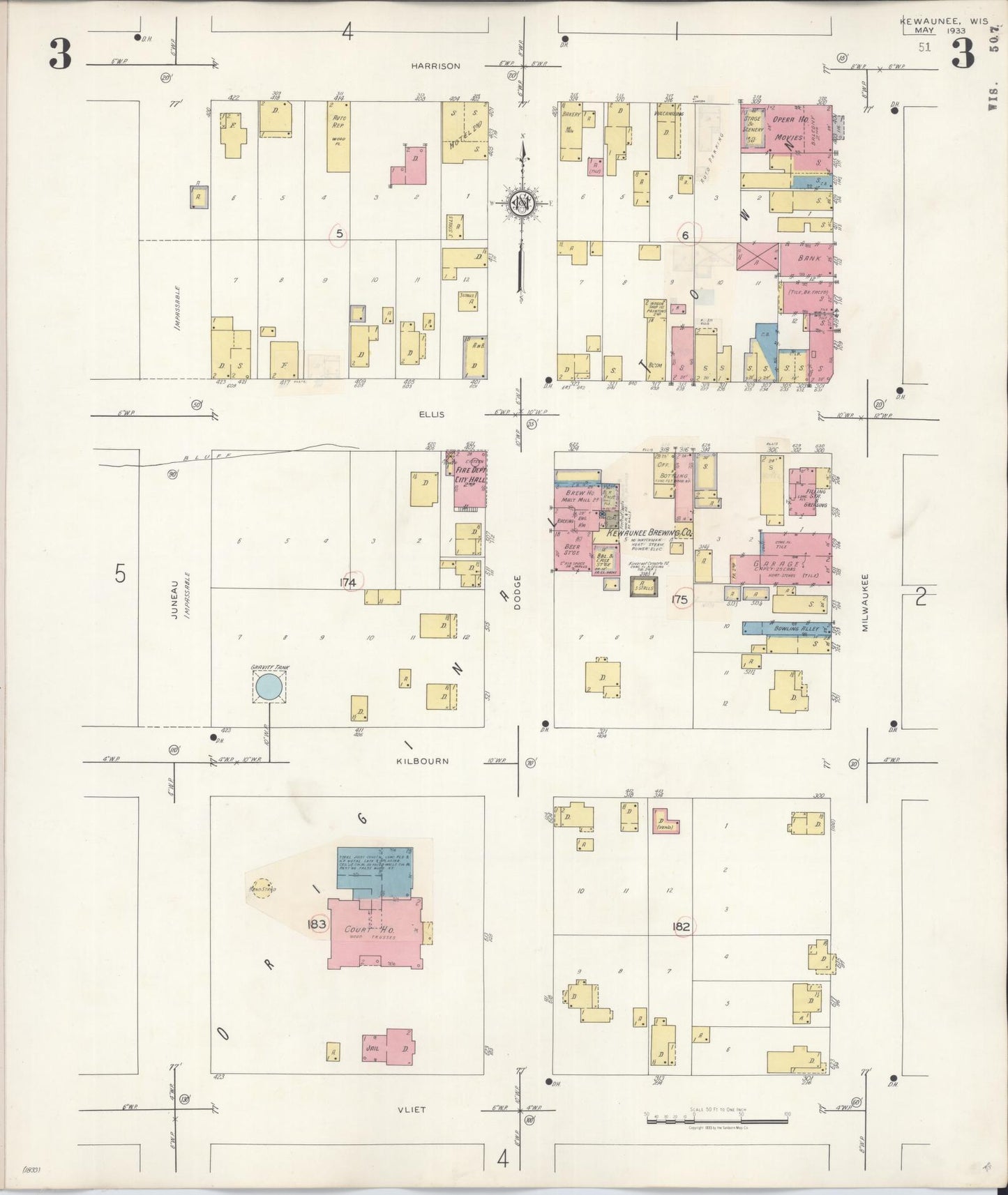 Sanborn Fire Insurance Map from Kewaunee, Kewaunee County, Wisconsin (1941), Sheet #0003 - Complete Map Set gallery image, historic Sanborn map, vintage wall art, Wisconsin Wisconsin