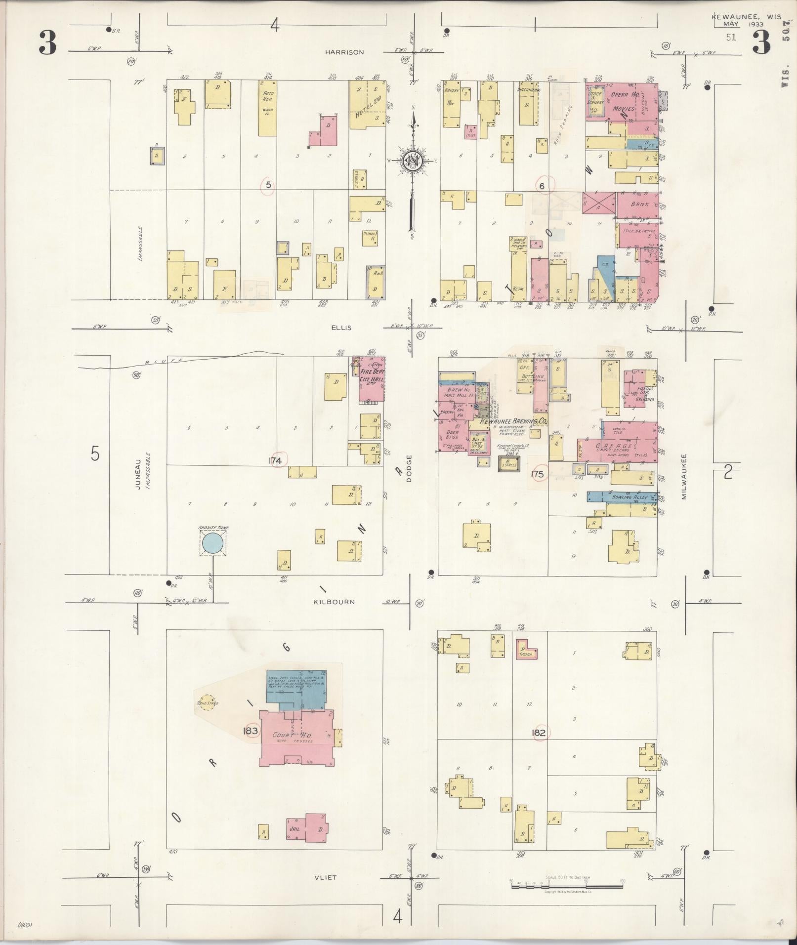 Sanborn Fire Insurance Map from Kewaunee, Kewaunee County, Wisconsin (1941), Sheet #0003 - Complete Map Set gallery image, historic Sanborn map, vintage wall art, Wisconsin Wisconsin