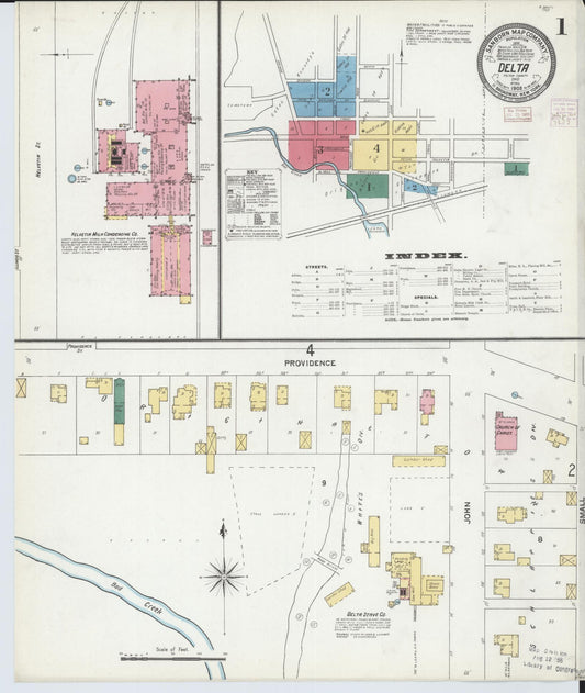 Sanborn Fire Insurance Map from Delta, Fulton County, Ohio (1905), Sheet #0001 - Historic Sanborn Fire Insurance Map Print, vintage old map wall art, antique decor, genealogy gift, Ohio Ohio map