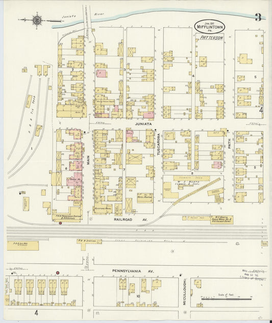 Sanborn Fire Insurance Map from Mifflintown, Juniata County, Pennsylvania (1911), Sheet #0003 - Historic Sanborn Fire Insurance Map Print, vintage old map wall art, antique decor, genealogy gift, Pennsylvania Pennsylvania map