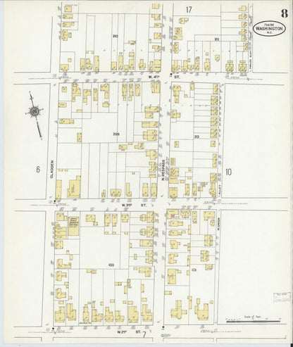 Sanborn Fire Insurance Map from Washington, Beaufort County, North Carolina (1911), Sheet #0008 - Complete Map Set gallery image, historic Sanborn map, vintage wall art, Washington Washington