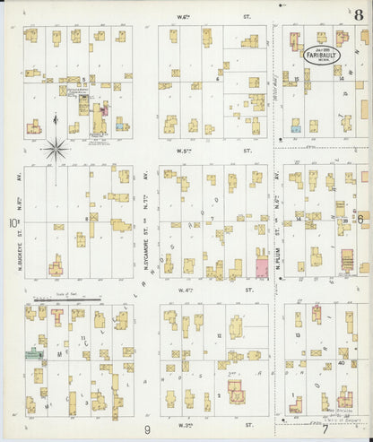 Sanborn Fire Insurance Map from Faribault, Rice County, Minnesota (1899), Sheet #0008 - Complete Map Set gallery image, historic Sanborn map, vintage wall art, Minnesota Minnesota