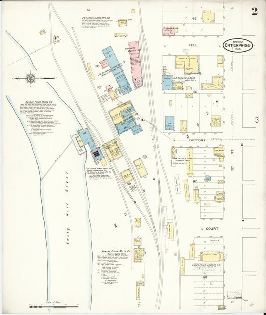 Sanborn Fire Insurance Map from Enterprise, Dickinson County, Kansas (1912), Sheet #0002 - Historic Sanborn Fire Insurance Map Print, vintage old map wall art, antique decor, genealogy gift, Kansas Kansas map