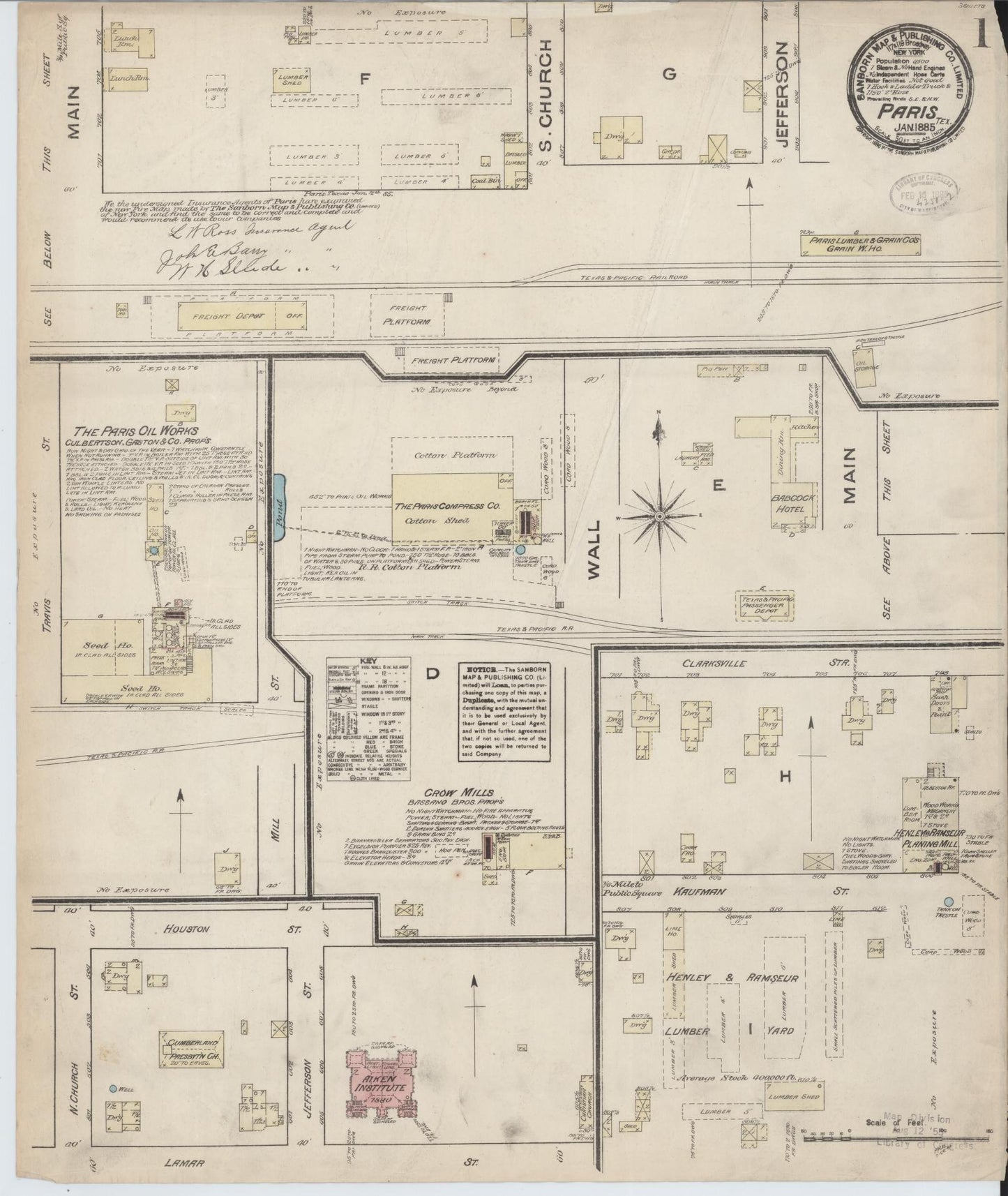 Sanborn Fire Insurance Map from Paris, Lamar County, Texas. (1885) – Historic Sanborn Fire Insurance Map Print