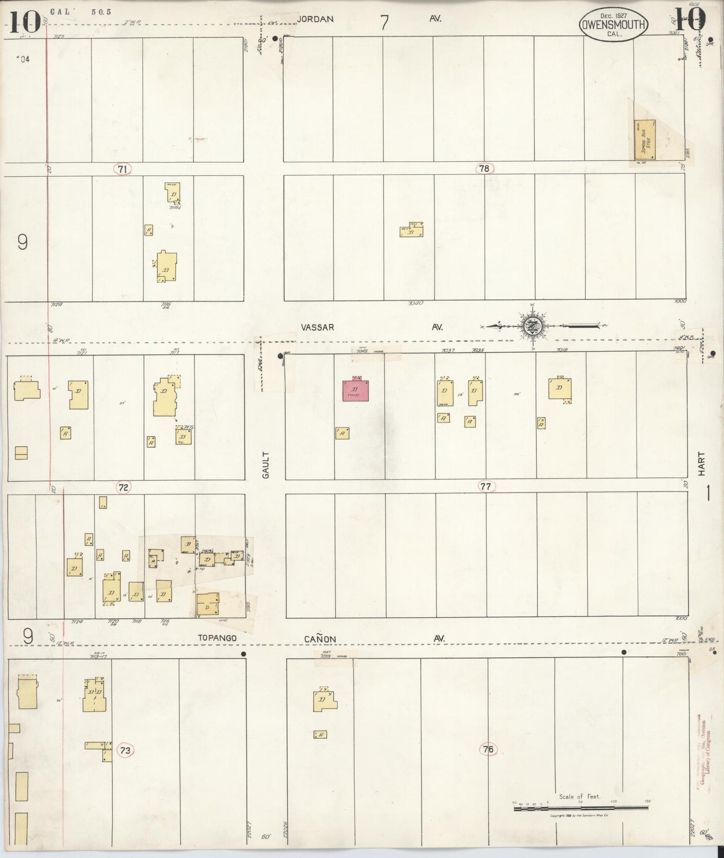Sanborn Fire Insurance Map from Canoga Park, Los Angeles County, California (1932), Sheet #0010 - Historic Sanborn Fire Insurance Map Print, vintage old map wall art, antique decor, genealogy gift, California California map