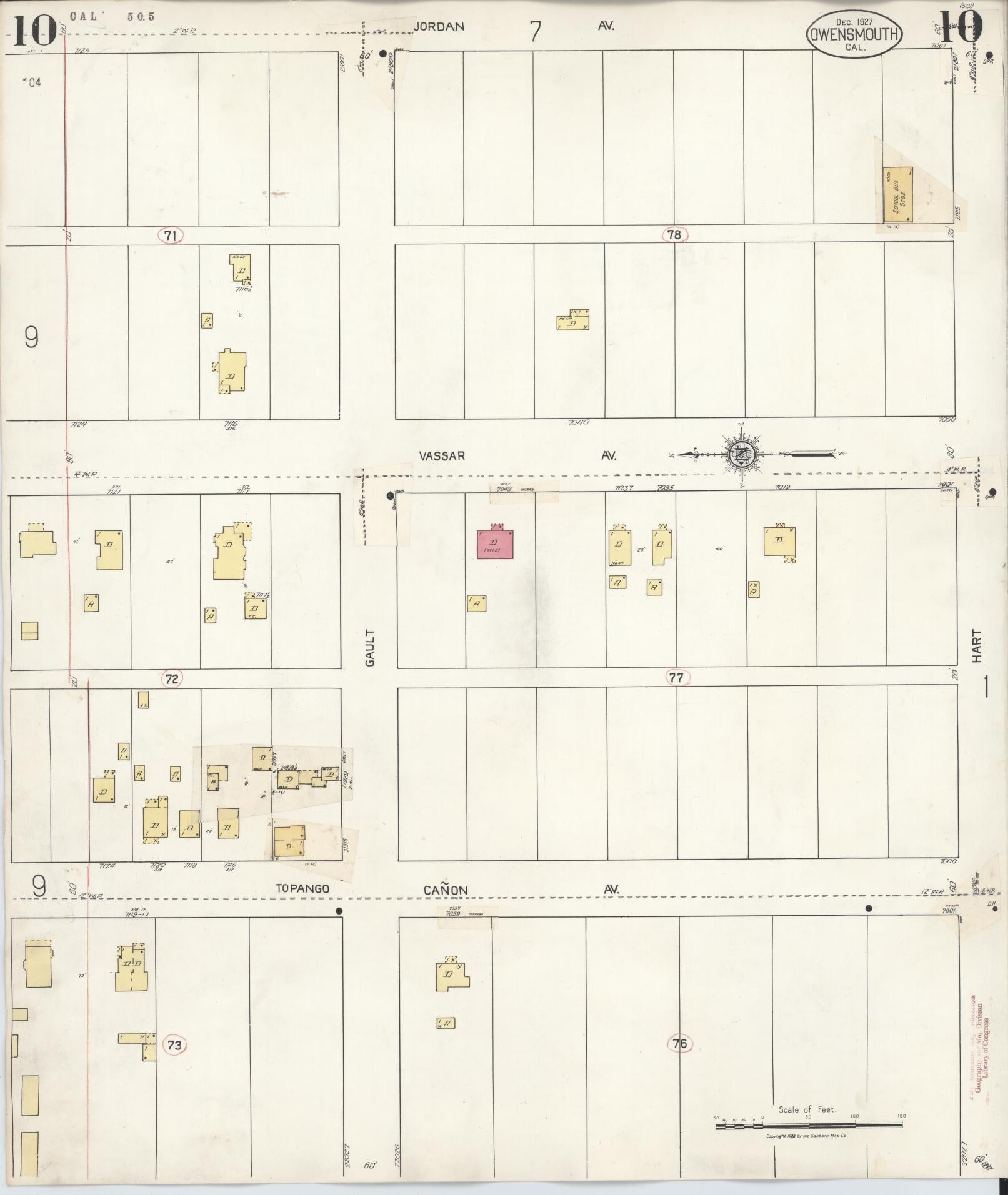 Sanborn Fire Insurance Map from Canoga Park, Los Angeles County, California (1932), Sheet #0010 - Historic Sanborn Fire Insurance Map Print, vintage old map wall art, antique decor, genealogy gift, California California map