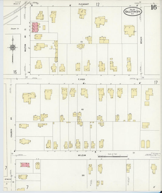 Sanborn Fire Insurance Map from Ballston Spa, Saratoga County, New York (1911), Sheet #0016 - Historic Sanborn Fire Insurance Map Print, vintage old map wall art, antique decor, genealogy gift, New York New York map