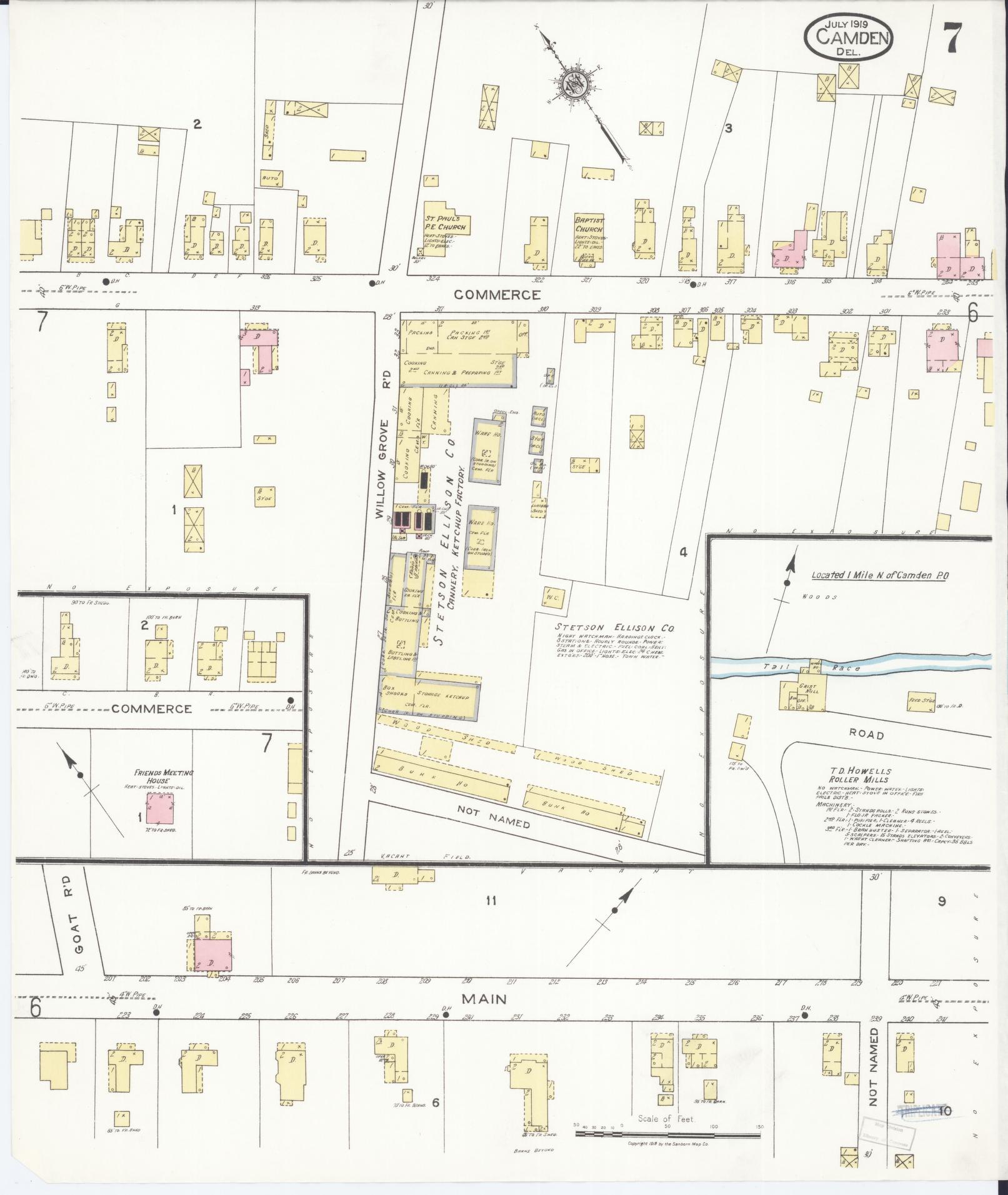 Sanborn Fire Insurance Map from Camden, Kent County, Delaware (1919), Sheet #0007 - Complete Map Set gallery image, historic Sanborn map, vintage wall art, Wyoming Wyoming