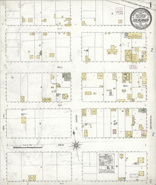 Sanborn Fire Insurance Map from Los Alamos, Santa Barbara County, California (1909), Sheet #0001 - Historic Sanborn Fire Insurance Map Print, vintage old map wall art, antique decor, genealogy gift, California California map