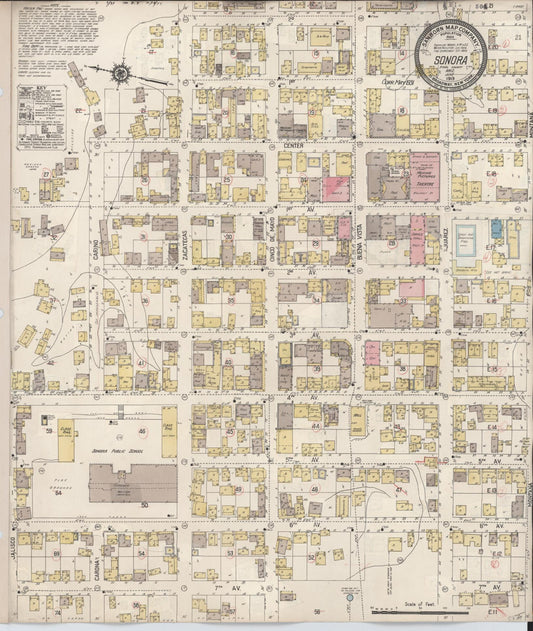 Sanborn Fire Insurance Map from Sonora, Pinal County, Arizona (1931), Sheet #0001 - Historic Sanborn Fire Insurance Map Print, vintage old map wall art, antique decor, genealogy gift, Arizona Arizona map