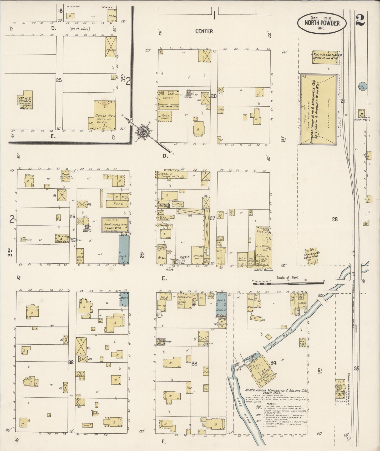 Sanborn Fire Insurance Map from North Powder, Union County, Oregon (1910), Sheet #0002 - Historic Sanborn Fire Insurance Map Print, vintage old map wall art, antique decor, genealogy gift, Oregon Oregon map