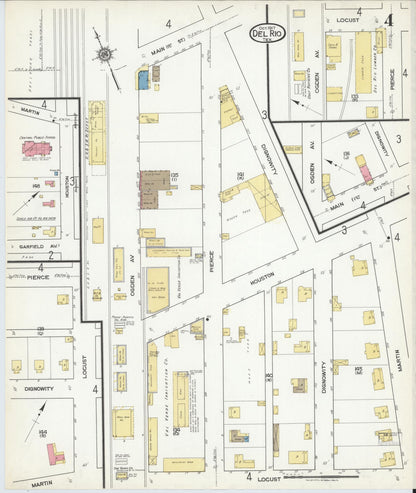 Sanborn Fire Insurance Map from Del Rio, Val Verde County, Texas (1917), Sheet #0004 - Historic Sanborn Fire Insurance Map Print, vintage old map wall art, antique decor, genealogy gift, Texas Texas map