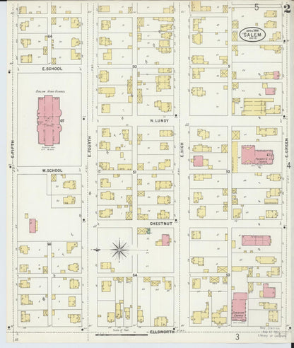 Sanborn Fire Insurance Map from Salem, Columbiana County, Ohio (1898), Sheet #0002 - Historic Sanborn Fire Insurance Map Print, vintage old map wall art, antique decor, genealogy gift, Ohio Ohio map