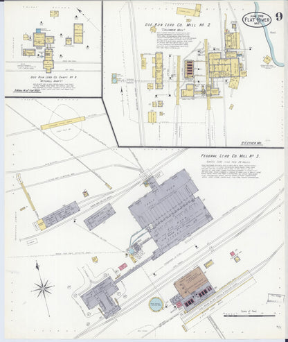 Sanborn Fire Insurance Map from Flat River, Saint Francois County, Missouri (1908), Sheet #0009 - Complete Map Set gallery image, historic Sanborn map, vintage wall art, Missouri Missouri