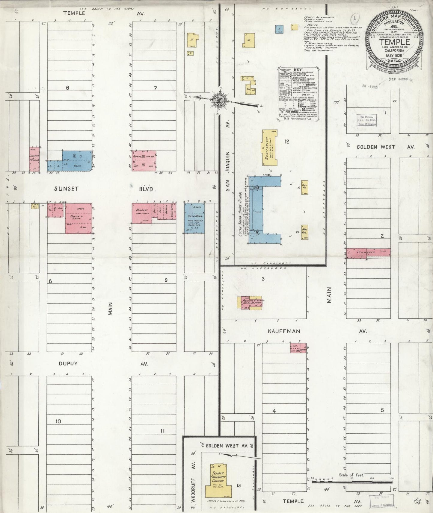 Sanborn Fire Insurance Map from Temple, Los Angeles County, California. (1925) – Historic Sanborn Fire Insurance Map Print