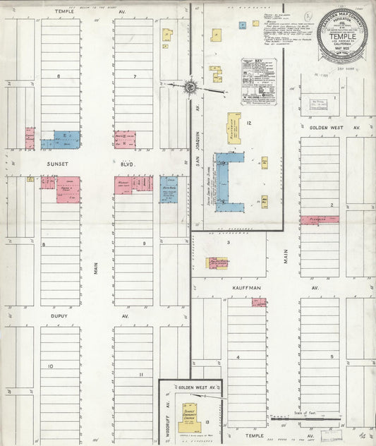 Sanborn Fire Insurance Map from Temple, Los Angeles County, California. (1925) – Historic Sanborn Fire Insurance Map Print