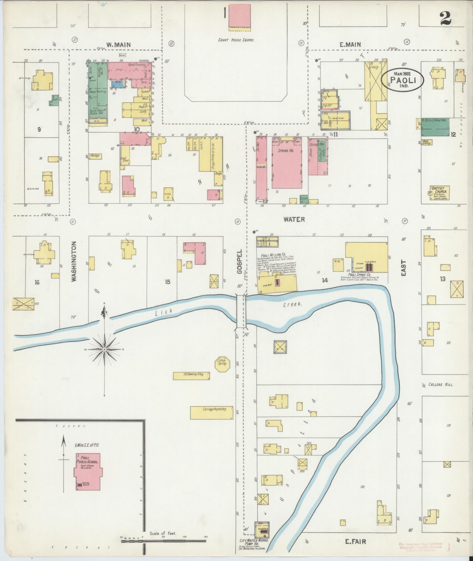Sanborn Fire Insurance Map from Paoli, Orange County, Indiana (1902), Sheet #0002 - Complete Map Set gallery image, historic Sanborn map, vintage wall art, Indiana Indiana