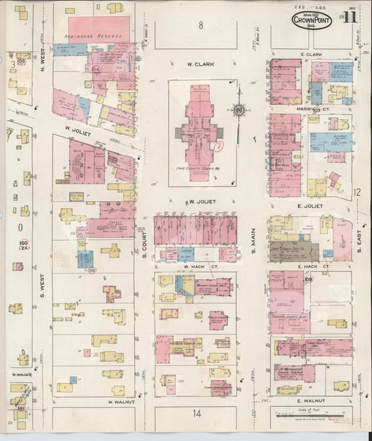 Sanborn Fire Insurance Map from Crown Point, Lake County, Indiana (1948), Sheet #0011 - Historic Sanborn Fire Insurance Map Print, vintage old map wall art, antique decor, genealogy gift, Indiana Indiana map