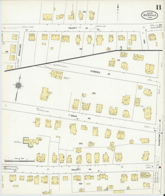 Sanborn Fire Insurance Map from Rockville, Tolland County, Connecticut (1911), Sheet #0011 - Historic Sanborn Fire Insurance Map Print, vintage old map wall art, antique decor, genealogy gift, Connecticut Connecticut map