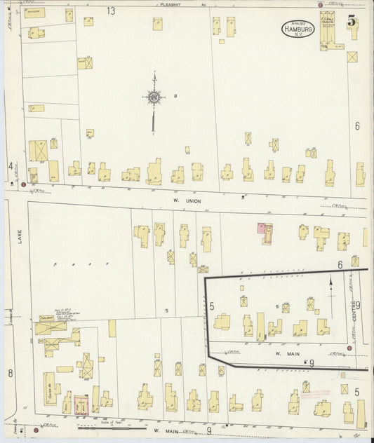 Sanborn Fire Insurance Map from Hamburg, Erie County, New York (1913), Sheet #0005 - Historic Sanborn Fire Insurance Map Print, vintage old map wall art, antique decor, genealogy gift, New York New York map
