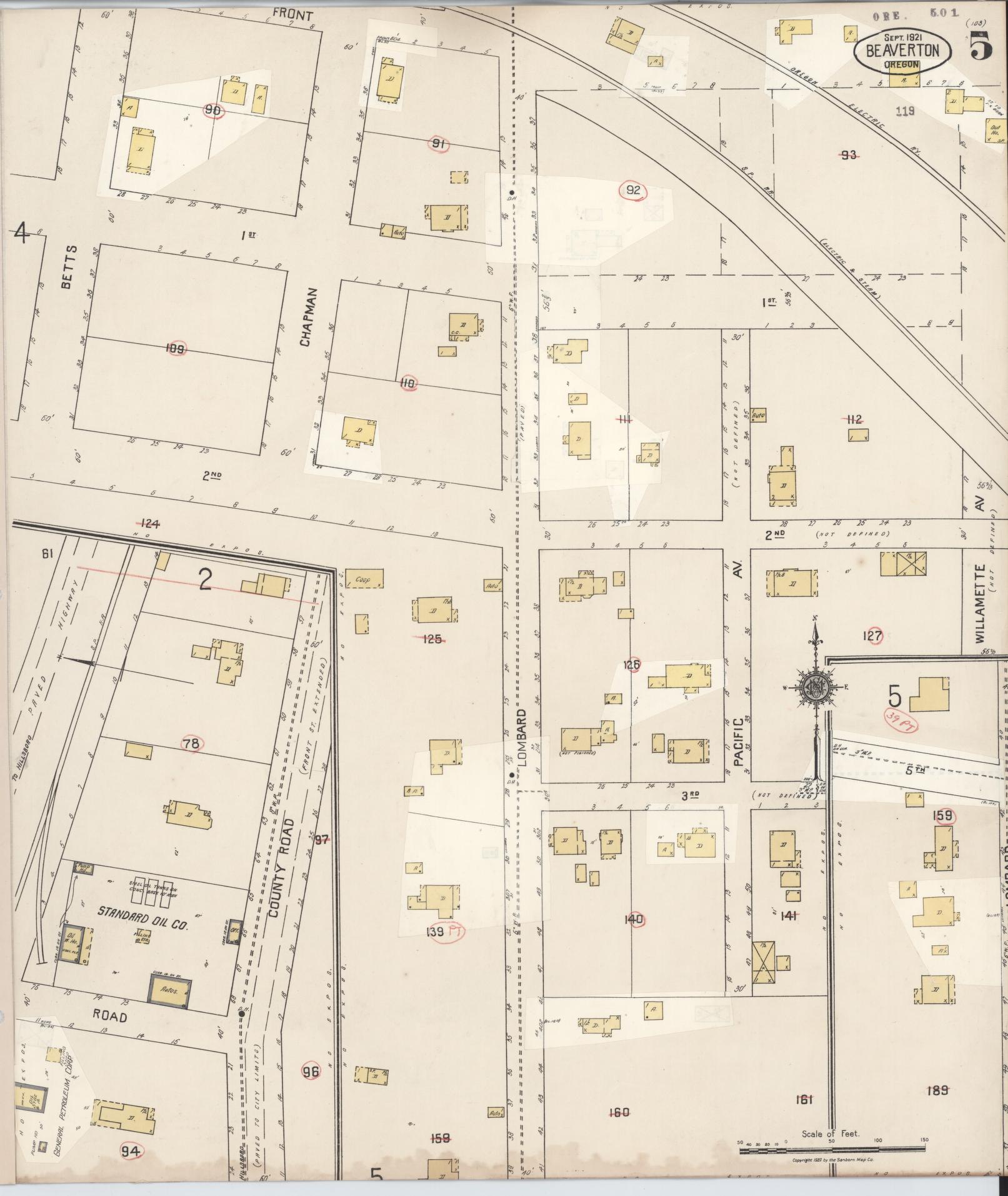 Sanborn Fire Insurance Map from Beaverton, Washington County, Oregon (1931), Sheet #0005 - Complete Map Set gallery image, historic Sanborn map, vintage wall art, Oregon Oregon