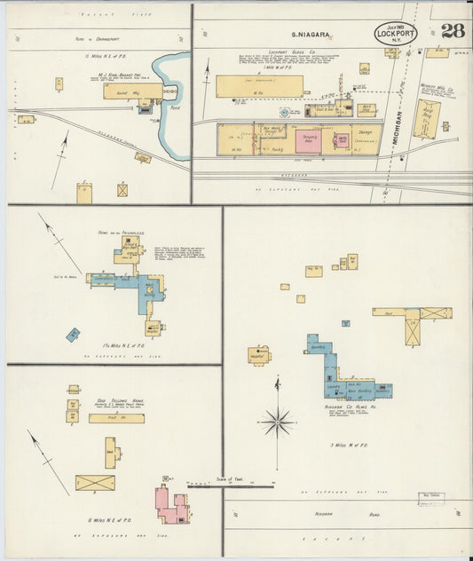 Sanborn Fire Insurance Map from Lockport, Niagara County, New York (1903), Sheet #0028 - Historic Sanborn Fire Insurance Map Print, vintage old map wall art, antique decor, genealogy gift, New York New York map