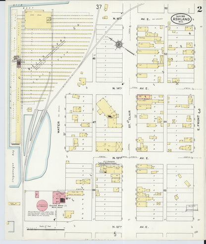 Sanborn Fire Insurance Map from Ashland, Ashland County, Wisconsin (1909), Sheet #0002 - Complete Map Set gallery image, historic Sanborn map, vintage wall art, Wisconsin Wisconsin