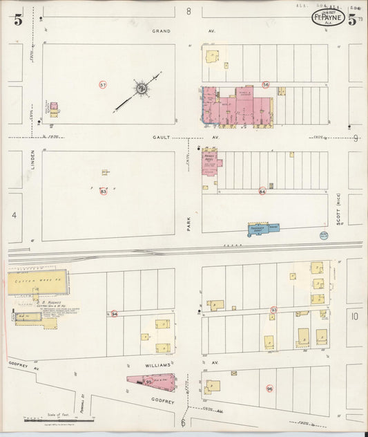 Sanborn Fire Insurance Map from Fort Payne, Dekalb County, Alabama (1935), Sheet #0005 - Historic Sanborn Fire Insurance Map Print, vintage old map wall art, antique decor, genealogy gift, Alabama Alabama map
