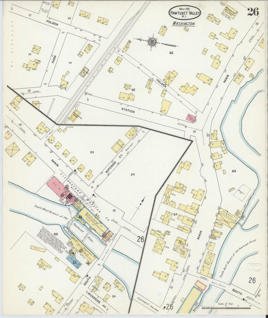 Sanborn Fire Insurance Map from Pawtuxet Valley, Kent and Providence Counties, Rhode Island (1911), Sheet #0026 - Historic Sanborn Fire Insurance Map Print, vintage old map wall art, antique decor, genealogy gift, Washington Washington map