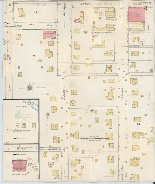 Sanborn Fire Insurance Map from Jacksboro, Jack County, Texas (1942), Sheet #0004 - Historic Sanborn Fire Insurance Map Print, vintage old map wall art, antique decor, genealogy gift, Texas Texas map