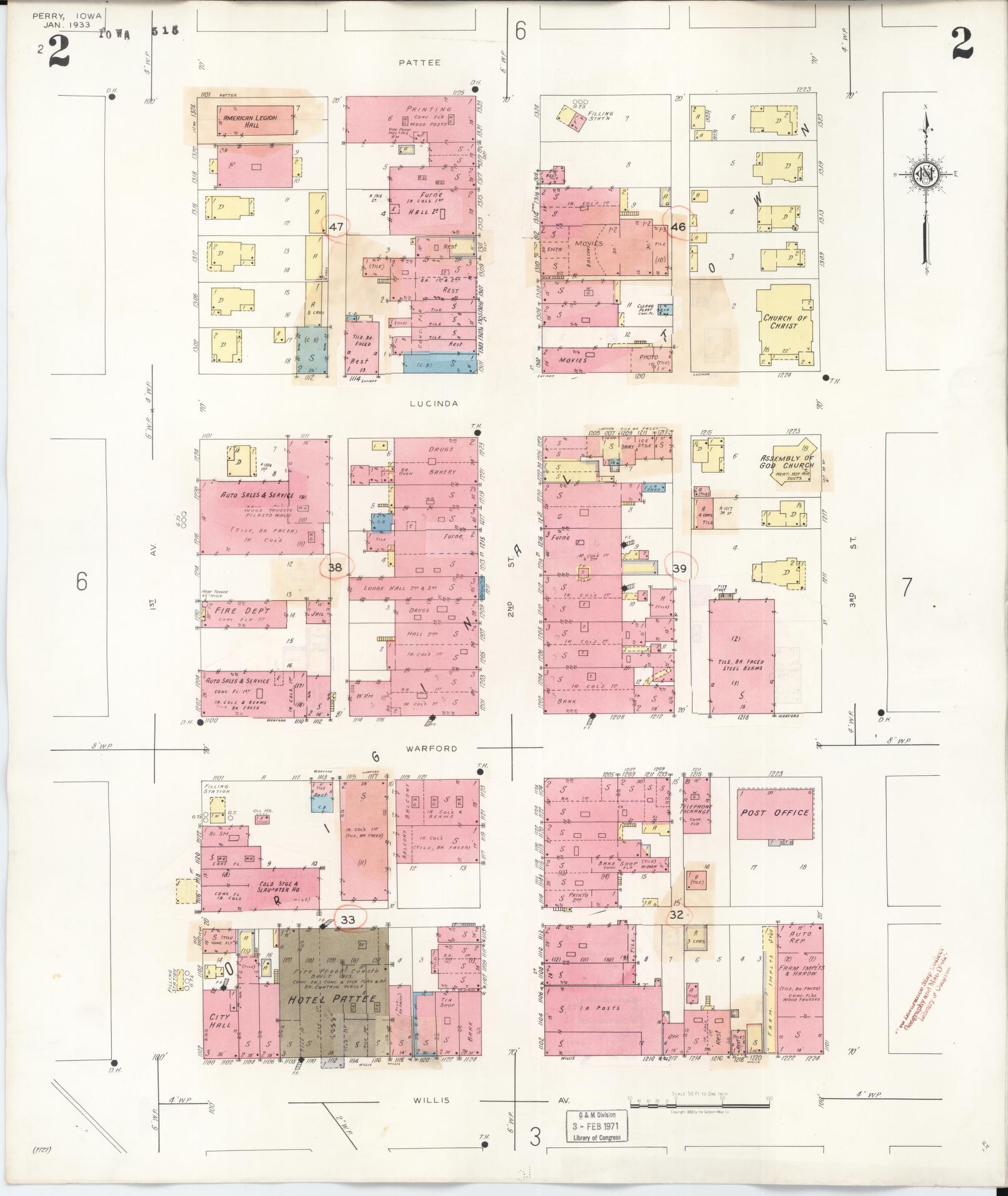 Sanborn Fire Insurance Map from Perry, Dallas County, Iowa (1947), Sheet #0002 - Historic Sanborn Fire Insurance Map Print, vintage old map wall art