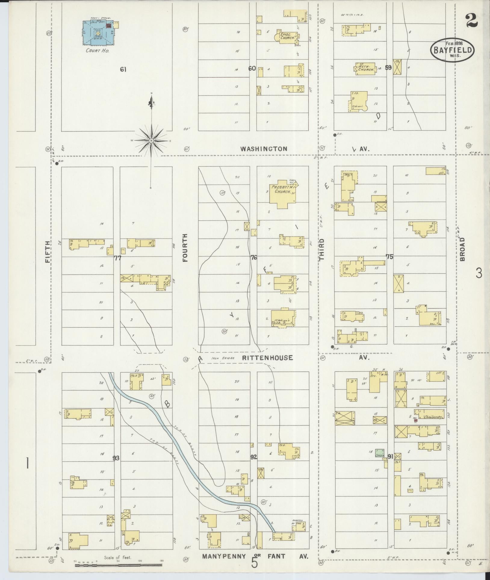 Sanborn Fire Insurance Map from Bayfield, Bayfield County, Wisconsin (1898), Sheet #0002 - Complete Map Set gallery image, historic Sanborn map, vintage wall art, Wisconsin Wisconsin