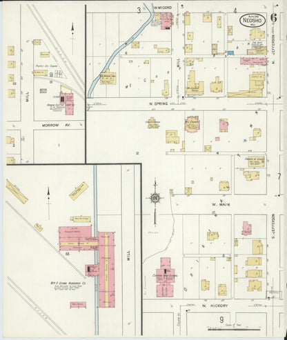 Sanborn Fire Insurance Map from Neosho, Newton County, Missouri (1916), Sheet #0006 - Historic Sanborn Fire Insurance Map Print, vintage old map wall art, antique decor, genealogy gift, Missouri Missouri map