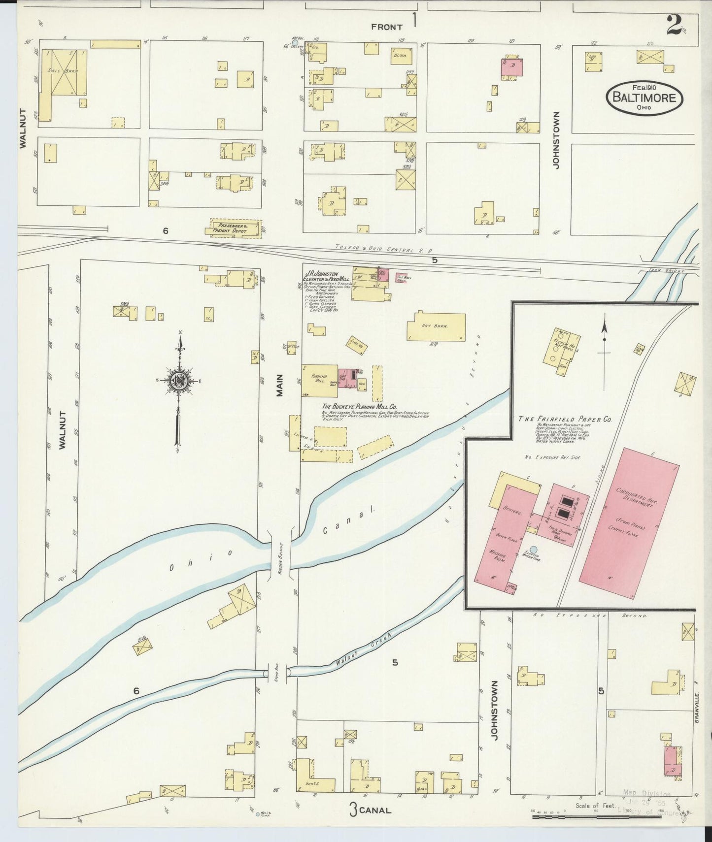 Sanborn Fire Insurance Map from Baltimore, Fairfield County, Ohio (1910), Sheet #0002 - Historic Sanborn Fire Insurance Map Print, vintage old map wall art, antique decor, genealogy gift, Ohio Ohio map