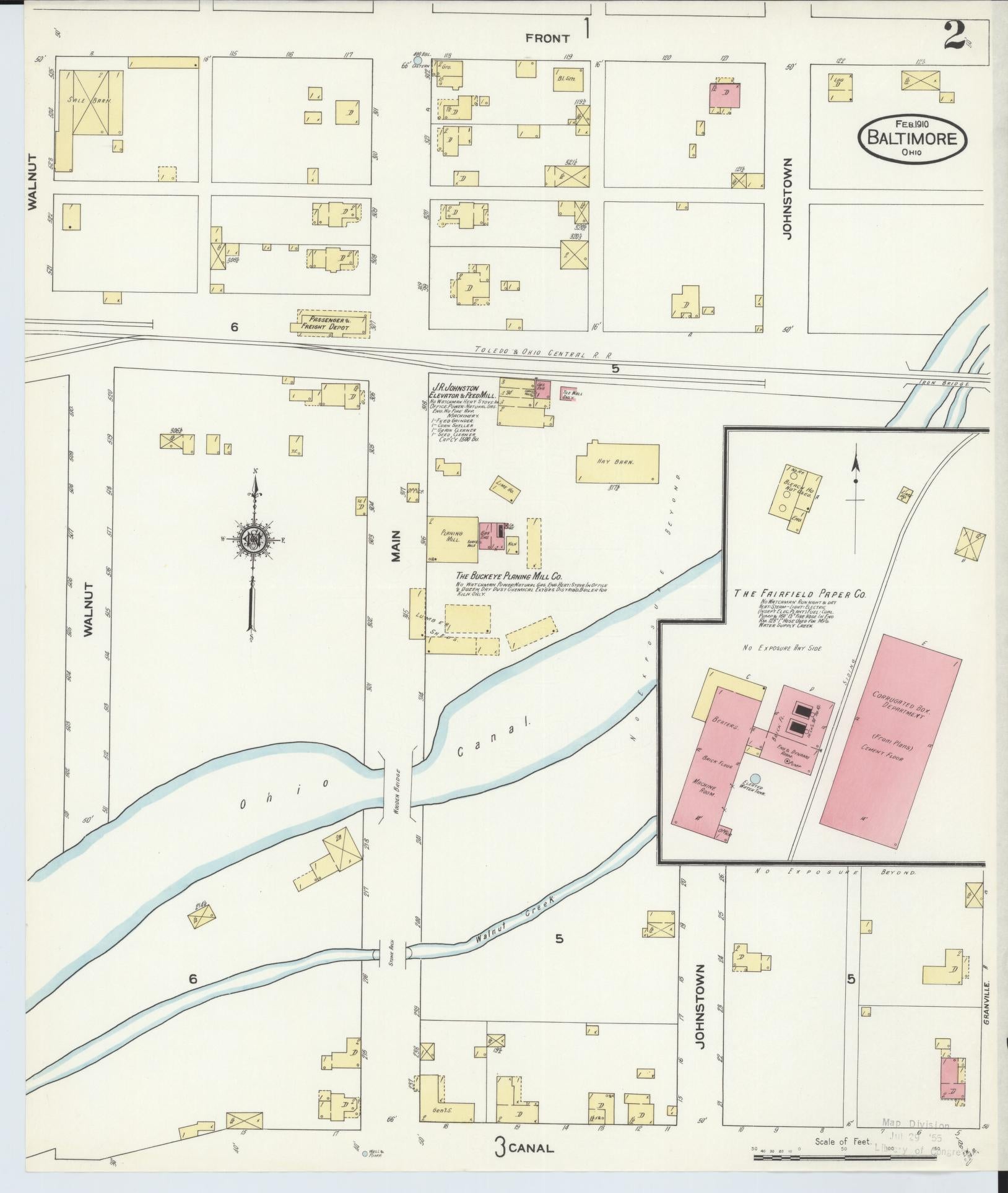 Sanborn Fire Insurance Map from Baltimore, Fairfield County, Ohio (1910), Sheet #0002 - Historic Sanborn Fire Insurance Map Print, vintage old map wall art, antique decor, genealogy gift, Ohio Ohio map