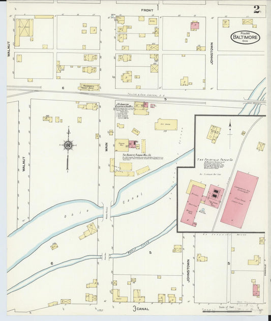 Sanborn Fire Insurance Map from Baltimore, Fairfield County, Ohio (1910), Sheet #0002 - Historic Sanborn Fire Insurance Map Print, vintage old map wall art, antique decor, genealogy gift, Ohio Ohio map