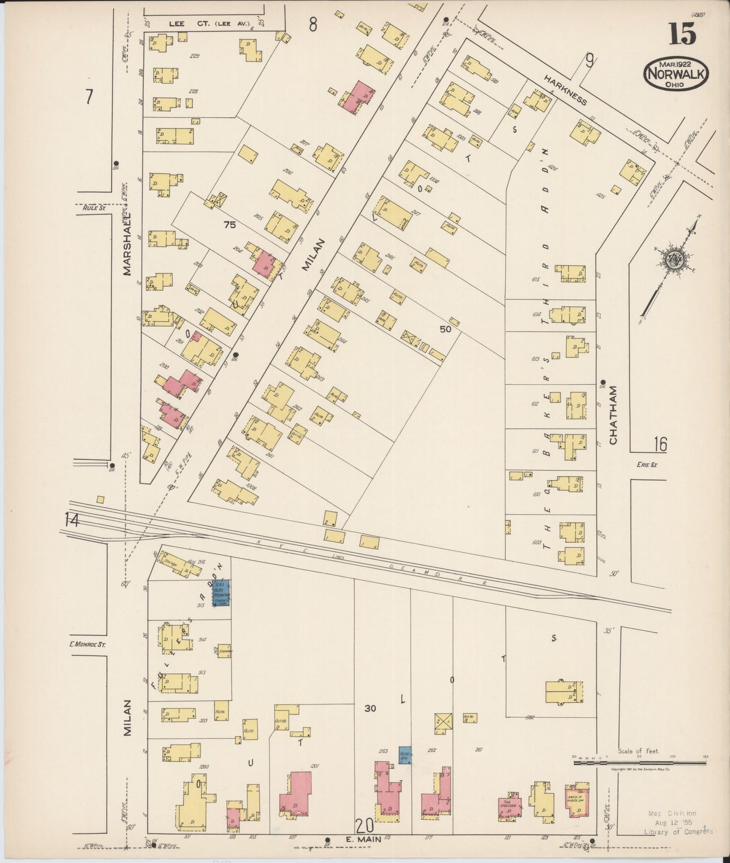 Sanborn Fire Insurance Map from Norwalk, Huron County, Ohio (1922), Sheet #0015 - Complete Map Set gallery image, historic Sanborn map, vintage wall art, Ohio Ohio