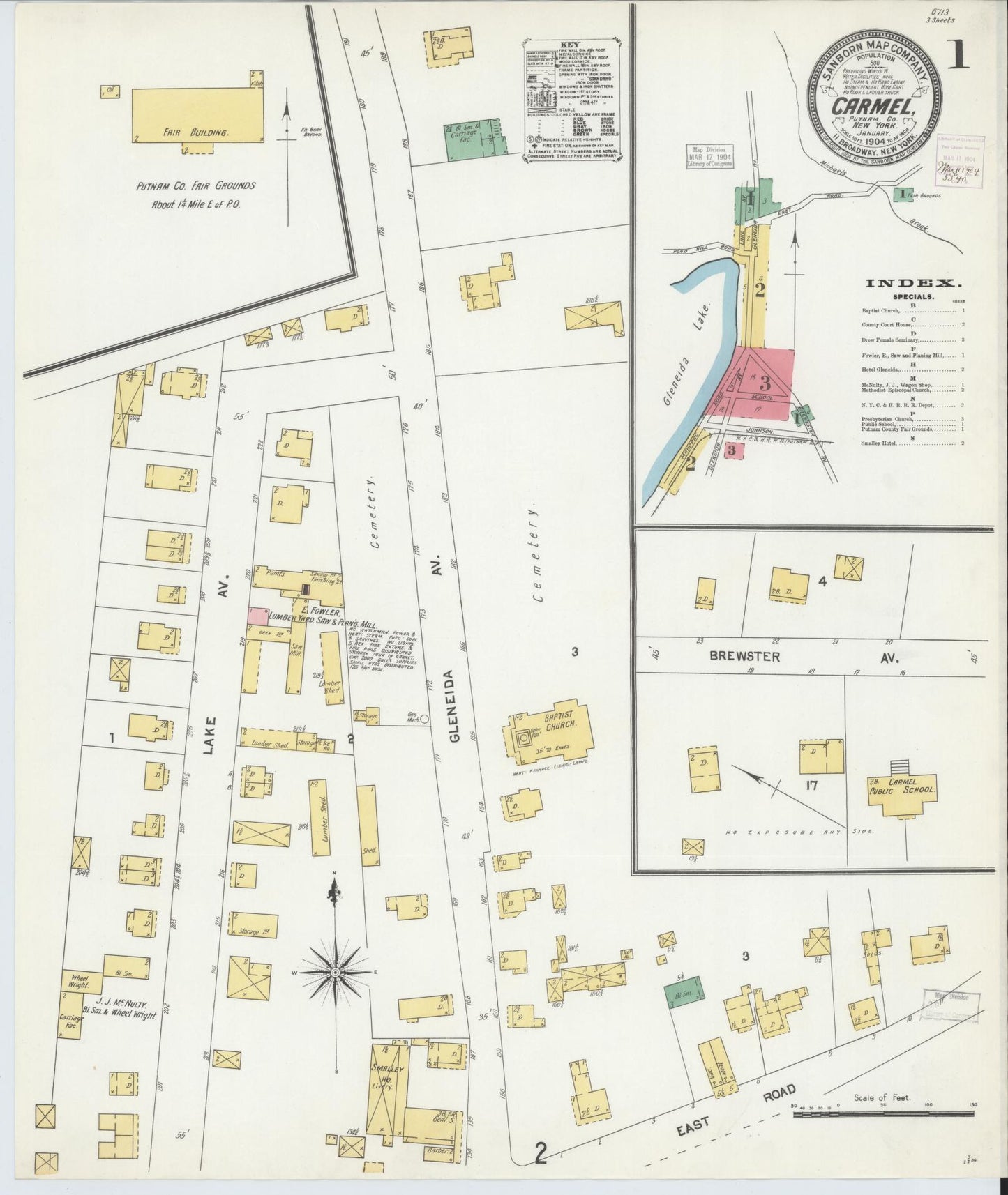 Sanborn Fire Insurance Map from Carmel, Putnam County, New York. (1904) – Historic Sanborn Fire Insurance Map Print