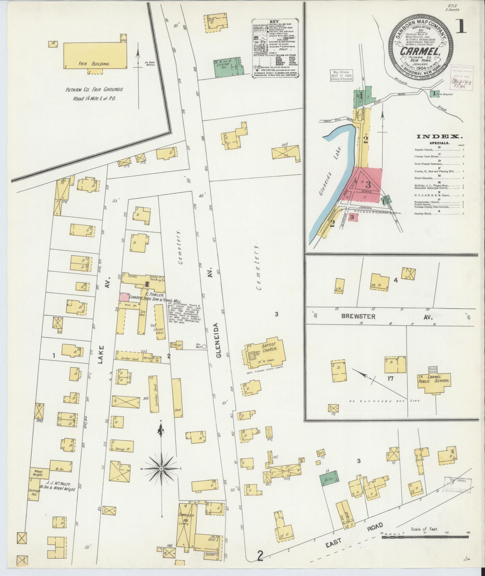 Sanborn Fire Insurance Map from Carmel, Putnam County, New York. (1904) – Historic Sanborn Fire Insurance Map Print